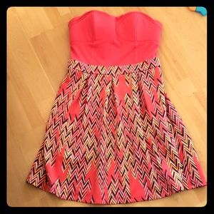 Asymmetrical maxi strapless dress